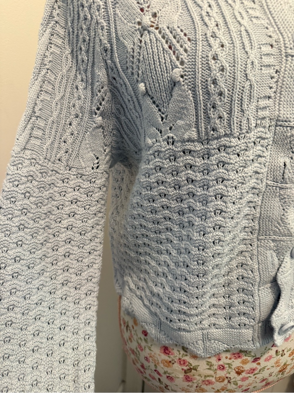 Universal Thread Light Blue Cable Knit Button-Up Cardigan - Picture 3 of 6